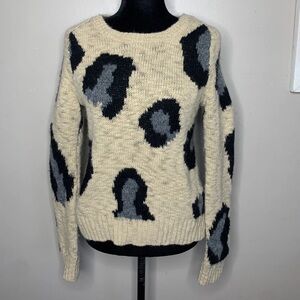 Anthropologie Sleeping on Snow Leopard Print Wool Blend Sweater Women’s Size XS